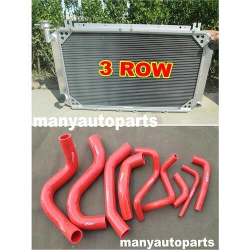 Aluminum radiator + red hose FOR NISSAN Patrol Y60 GQ 2.8L RD28T Turbo Diesel 1994-1997 95 96