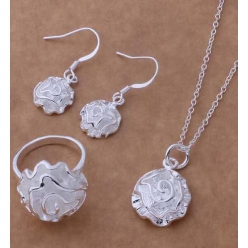 AS193 Lucky Silver Color 925 Jewelry Sets For Women Earring 288 + Necklace 301 + Ring 286 /bkfakbma Aifaizma
