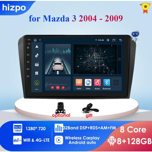 2GRAM 4G WIFI1024*600 Quad Core Android 10 Fit MAZDA 3 MAZDA3 2004 2005 2006 2007 2008 2009 Car DVD Player Navigation GPS Radio
