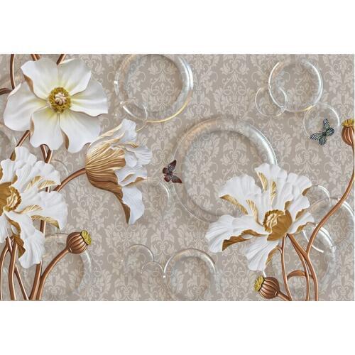 Custom 3D large mural,Modern 3D flowers butterflies papel de parede ,living room ,tv background,bedroom wall wallpaper