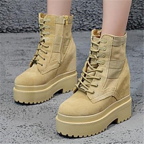 Punk Goth Womens Combat Military Ankle Boots Platform Wedge Buckle High Heels Oxfords Creepers Party Shoes 34 35 36 37 38 39