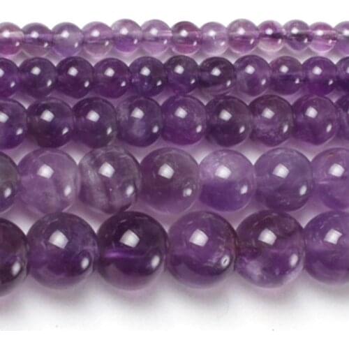 5-14mm Purple Amethysts Beads Natural Round Needlework Crystal Beads For Jewelry Making Beads Bracelets 15'' DIY Beads