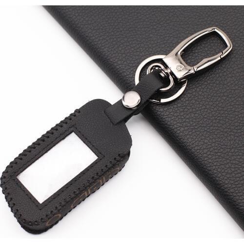 100% Leather Key Case for Starline A39 A96 A93 A36 A63 Russian Two Way Version Remote Control LCD Car Alarm Keychain Fob Cover