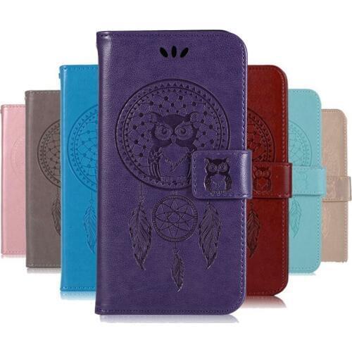 Dream Catcher Owl Pattern Book Case Leather For Huawei Y3 II / Y5 II / Y6 II Wallet Cover Shell Card Money Slots Holder