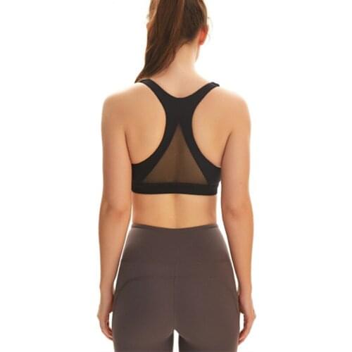 CretKoav Back Triangle Net Yarn Patchwork Women Sports Bra High Strength Support Shockproof Running Yoga Vest Breathable Gym Bra