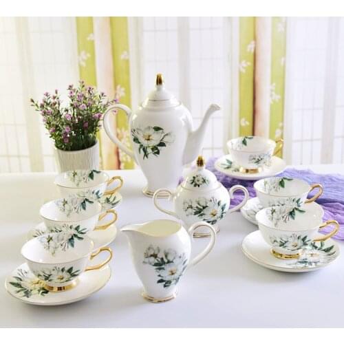 Ceramic 15 head coffee set bone china gift water set