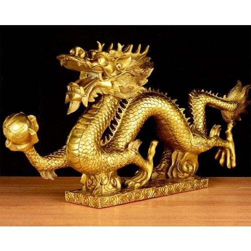 Chinese Lucky Feng Shui Home Decoration Dragon Ornaments Copper Crafts Gifts Living Room Office Desktop Auspicious Decorations