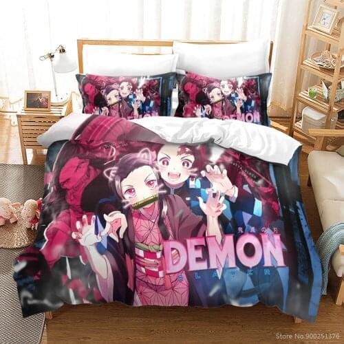 Anime Demon Slayer 3D Printed Bedding Set Twin Full Queen King Duvet Cover / Comforter Cover with Pillowcase Set Home Textile