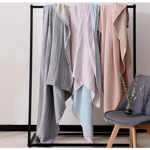100% Cotton Muslin Blanket Bed Sofa Travel Breathable Simple Japanese Korean Style Solid Large Soft Throw Blanket Para Blanket
