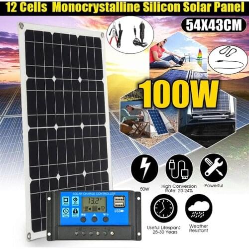 Flexible Solar Panel Kit 100W 18V Portable Solar Charger Home System 5V USB For Phone 12V RV Car Boat Camping Battery Waterproof