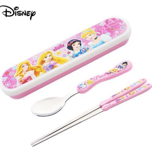 Disney ice romance children tableware chopsticks spoon set stainless steel chopsticks spoon convenient cute tableware with box