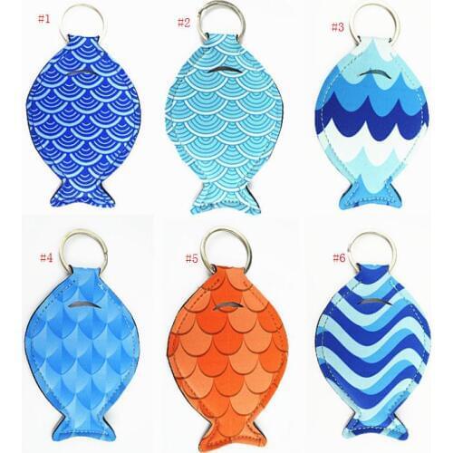 Neoprene Fat Fish Shape Key Chain Cute Earphone Sleeve The Car Case Key Ring Fish Pattern Keychains Gifts SN3311