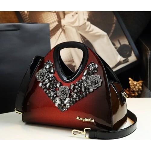 New Luxury Fashion Diamond Flowers Women Handbags Wild Party Evening Dumpling Bag Genuine Leather Shoulder Messenger Bags Female