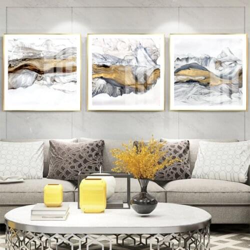 New Chinese Style Modern Minimalist Triptych Zen Square Painting Landscape Decoration Painting Sofa Background Wall Abstract Art