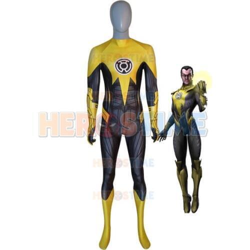 New Yellow Lantern Cosplay Costume 3D Printed High Quality Spandex Zentai Bodysuit Halloween Costume For Adult/Kids/Custom Made