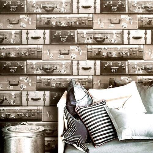 Beibehang wallpaper Personality trunk retro retro suitcase wallpaper bar fashion ladies clothing shop restaurant cafe wallpaper