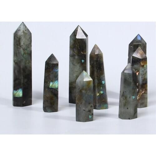 Wholesale Labradorite Stone Tower 30-90 mm Point Quart Crystal Pillar Faceted Polished Stick Healing Wand For DIY Making Jewelry