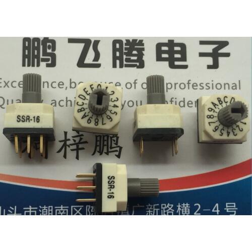 Original new 100% import SSR-16 0-F/16 16 bit rotary dialing code switch 3:3 shank code 8421BCD