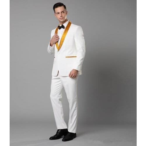 White Men Blazer 2 Piece Groom Tuxedos For Wedding Formal Prom Suit (Jacket+Pants) Chic Streetwear Custom Made