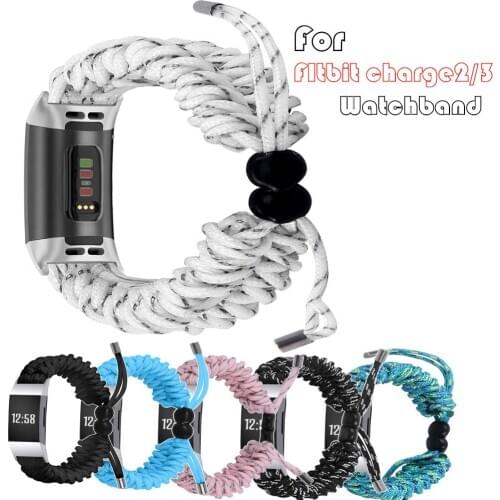 2020 Lady Women Style Band For FItbit Charge2/3 Smart Watch Umbrella Rope Braided Strap Adjustable Watch Replacement Bracelet