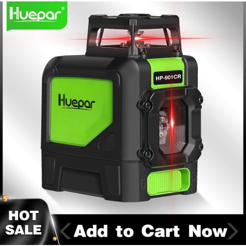 Huepar 5 Lines 2D Cross Line Red Beam 360 Self-leveling Manuel Mode Laser Level Indoor Outdoor Tool With Horizontal and Vertical