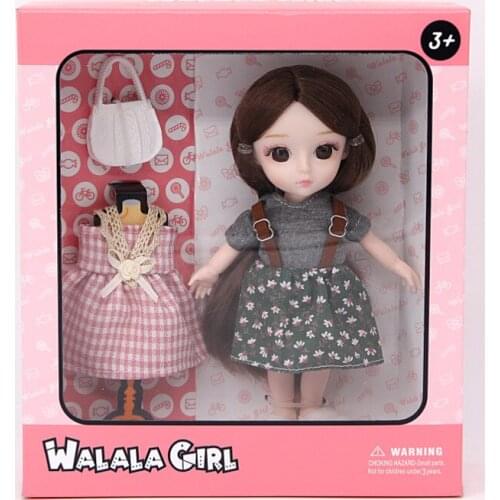 16cm BJD Articulated Dress-up Doll with Handbag for Children and Girls Play House Toys Bjd Doll Clothes Bjd 1/6 Gift Box