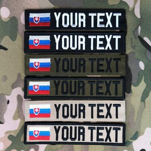 Slovakia Flag Custom Name Tape Embroidery Patch Hook And Loop Multicam Green ACU Black AU FG Tan EMR AOR