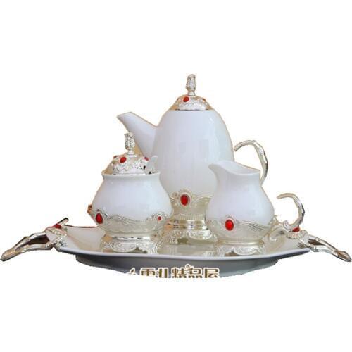 Wedding decoration Icecracking glaze 5 person use Teaware European style New ceramic tea cup teapot Coffee set Creative tea set