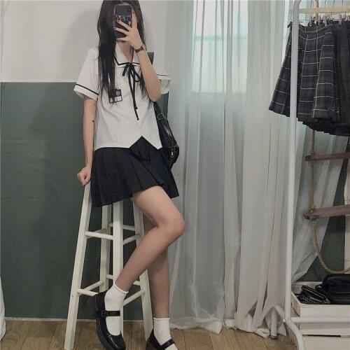 Japanese Anime School Girl JK Uniform High Waist Skirt JK Suit University Sweater College Short Pleated Skirts Women Fashion