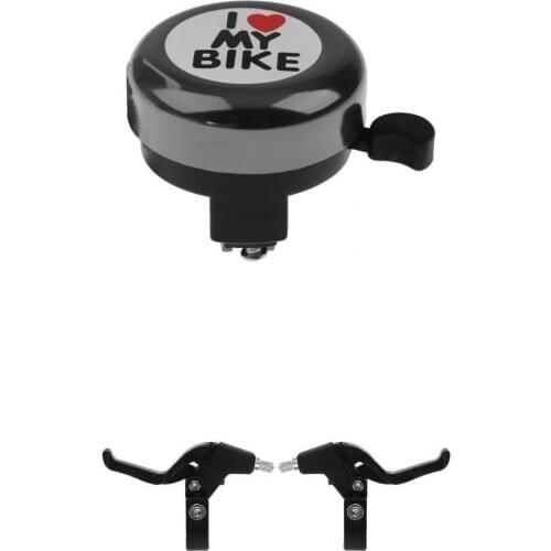 Cycling Bike Bell Ring Sound Horn + Universal Lightweight Twin Bike Brake Levers Set Cycle Accessories