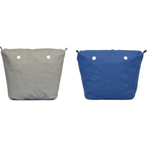 2 Pcs Waterproof Solid Canvas Insert Inner Lining Insert Zipper Pocket for O Bag Handbag Bag, Light Gray & Deep Blue