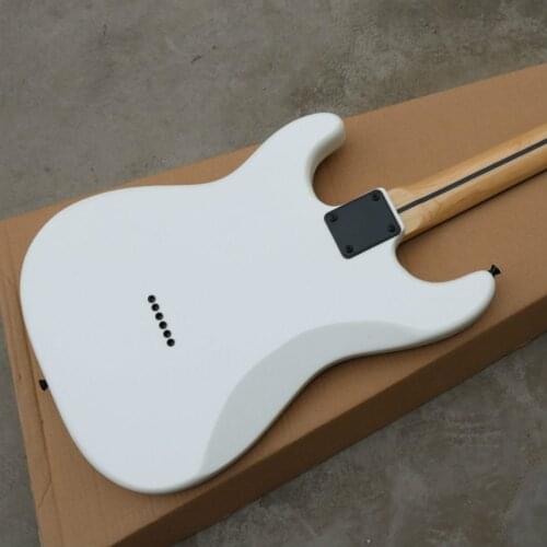 Top quality FPST-1049 white color solid body black pickguard rosewood fretboard electric guitar, Free shipping