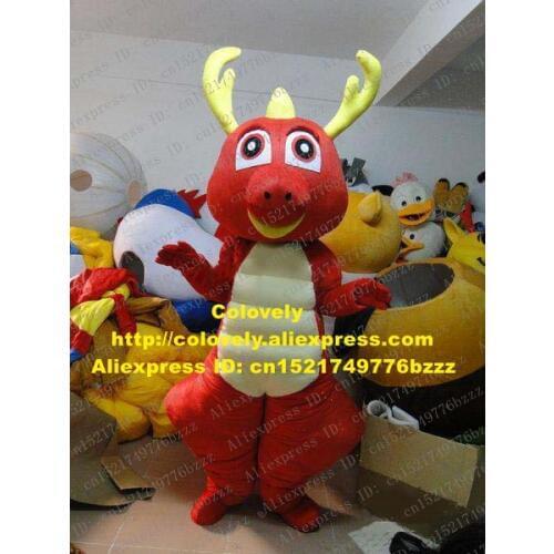 Lively Red Dinosaur Dragon Loong Phytodinosauria Dino Stegosaurus Mascot Costume Mascotte With Big Eyes Adult No.227 Free Ship