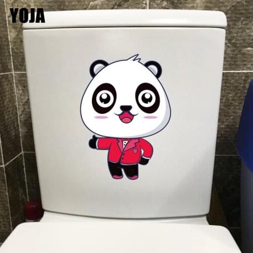 YOJA 17.6X24.4CM Fashion Creative Panda Wall Sticker Toilet Decal Funny Cartoon Home Decor T3-1139