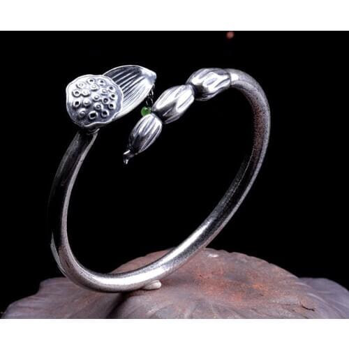 KJJEAXCMY Boutique jewelry 999 Foot Silver Sterling Silver Jewelry Handmade Wholesale Thai Silver Pure Handmade Lady Bangle Bang