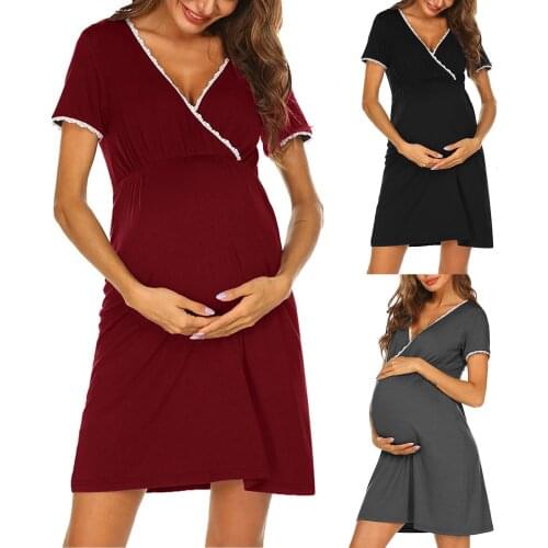 Women Summer 2021 Pregnancy Clothes Women Maternity Half Sleeve Hight Waist Dress For Daily Wearing Or Baby Shower Robe Femme