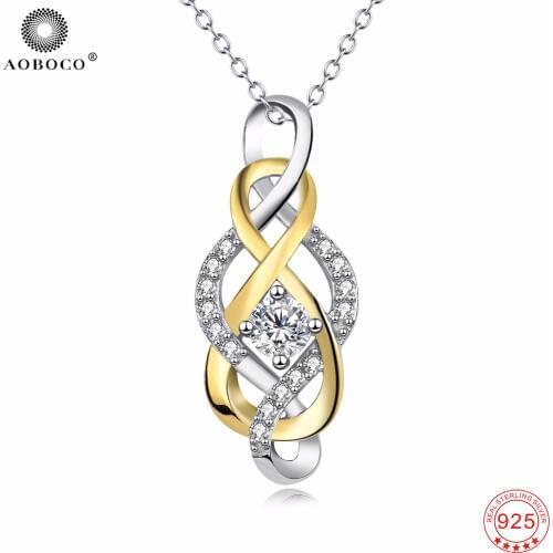 925 Sterling Silver Necklaces For Women Infinity Love Stone Heart Crystal CZ Pendant Necklaces For Wedding Engagement PYX0008