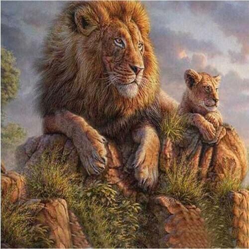 Animals Mosaic DIY Diamond Painting Crystal Lion 3D Cross Stitch Decorative Diamond Embroidery Square Picture Of Rhinestones