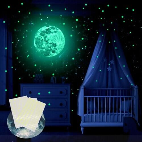 Zollor Luminous 239pcs Stars Dots Wall Sticker Glowing in Night Living Room Background Decor Bedroom Self-adhesive Mural Decal