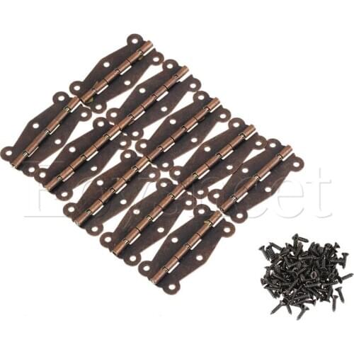 10pcs Iron D049 Antique Cabinet Surface Self-Closing Lace Hinges Red Bronze