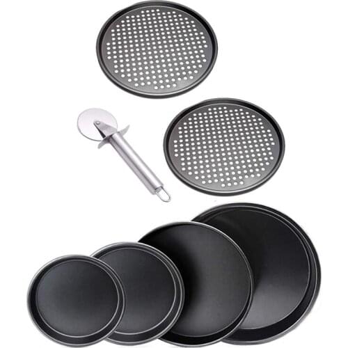 2Pcs 12 Inch Pizza Baking Pans With Pizza Cutter & Pizza Pan,4 Pcs Pizza Baking Tray,Bread Cake Baking Tray