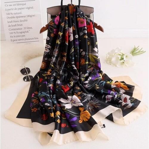 2021 Fashion Summer Women Scarf Silk Scarves Classic Female Shawls Foulard Ladies Beach Cover-Ups Wraps Bandanna Muffler Pareo