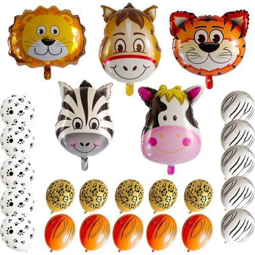 25pcs Animals Balloons Safari Birthday Balloon Jungle Theme Birthday Party Balloons Birthday Party Decorations Kids Toys Balloon