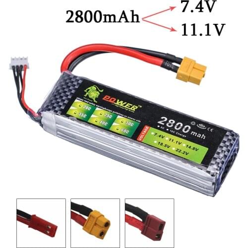 2S/7.4V LIPO battery 3S/11.1V lipo battery 2800mah for rc car boat helicopters Battery spare parts Remote control car model toys