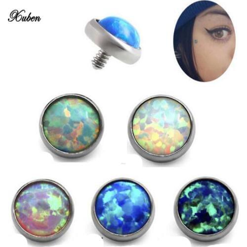 3/4/5mm Piercing jewelry opal skinning nail 316 stainless steel opal bone nail Body Piercing Belly Navel Bar Ring for women