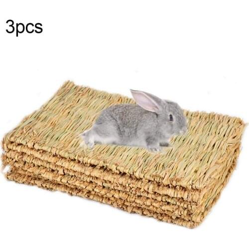 3Pcs Pet Hamster Rabbit Grass Bed Mat Pad Nest Cage Cushion Decor Chew Play Toy Pets Accessories petits animaux