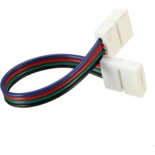 5PCS 10mm 4 Pin LED RGB Strip Connector For SMD 5050 RGB LED Strip Light Solderless PCB Board with Two Female Connect Cable