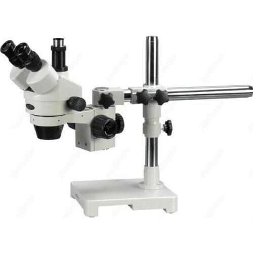 Boom Stand Microscope-AmScope Supplies 7X-45X Trinocular Stereo Zoom Microscope on Single Arm Boom Stand
