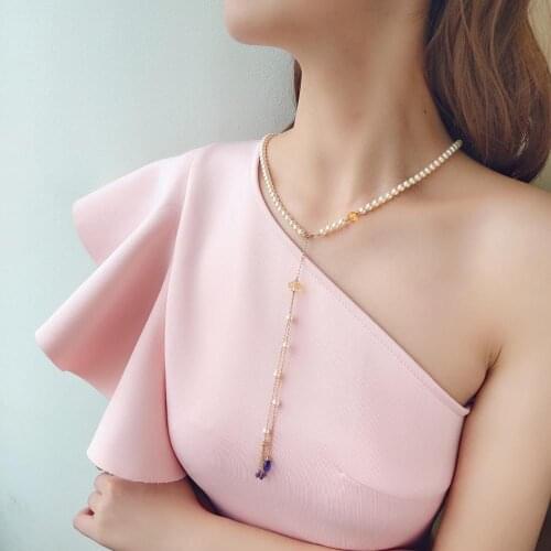 CCijiNG Fashion Leaf Necklaces Natural Crystal Romantic Sweater Chain Long Necklace Pearl Jewelry Women High Quality MY2309