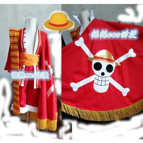 One piece Cosplay Costume 15th Anniversary Monkey D Luffy 1st Cosplay with coat and hat